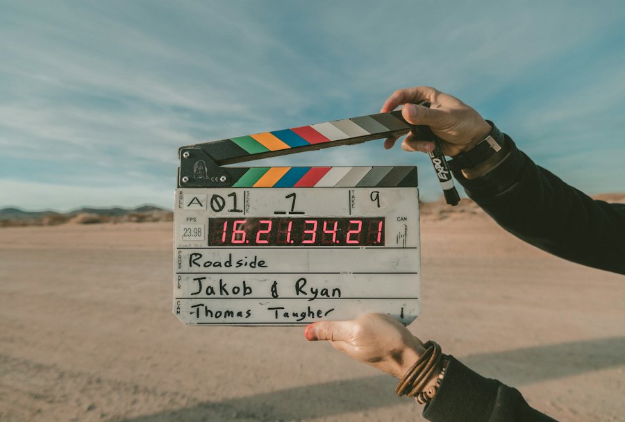 Clapperboard in the desert