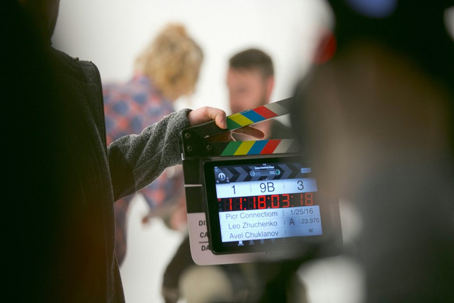 Slate on a studio set