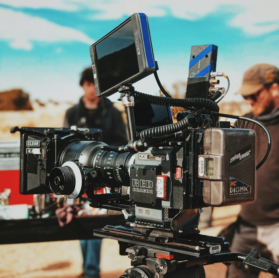 Cinema camera rig on a desert shoot